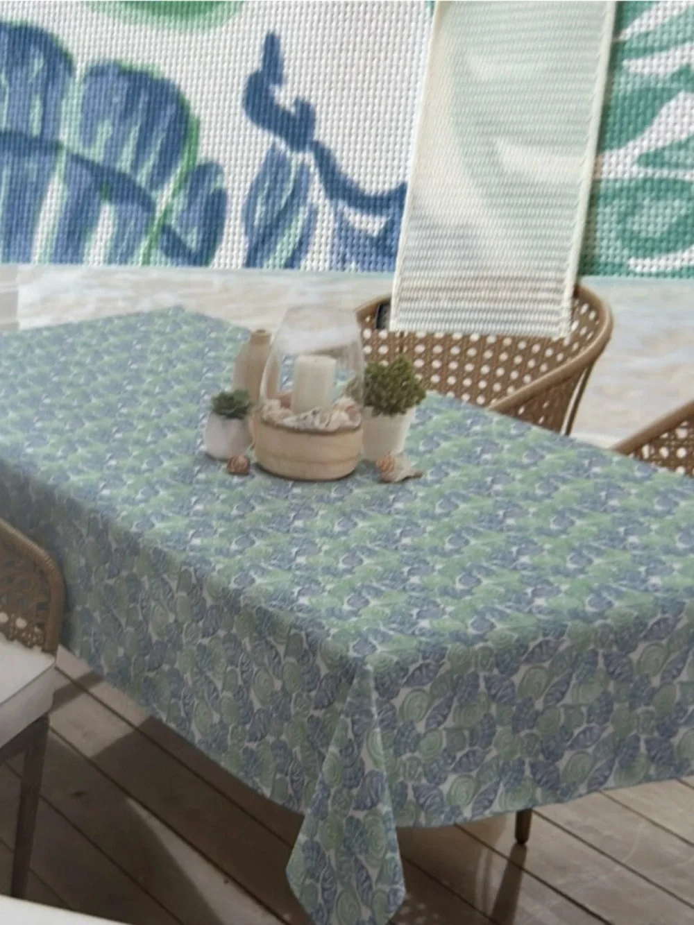 Sigrid Olsen Tablecloth Nautical Ocean Themed Shells 60”x84”